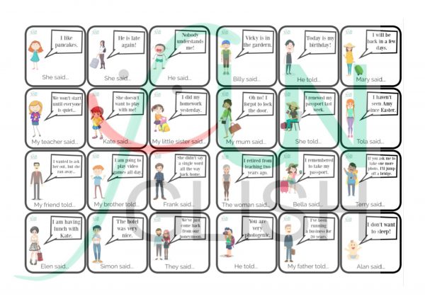 Reported Speech - karty - pdf - obrazek 4
