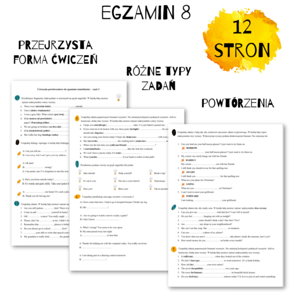 Pakiet ćwiczeń do egzaminu ósmoklasisty część 1-4 (pdf)